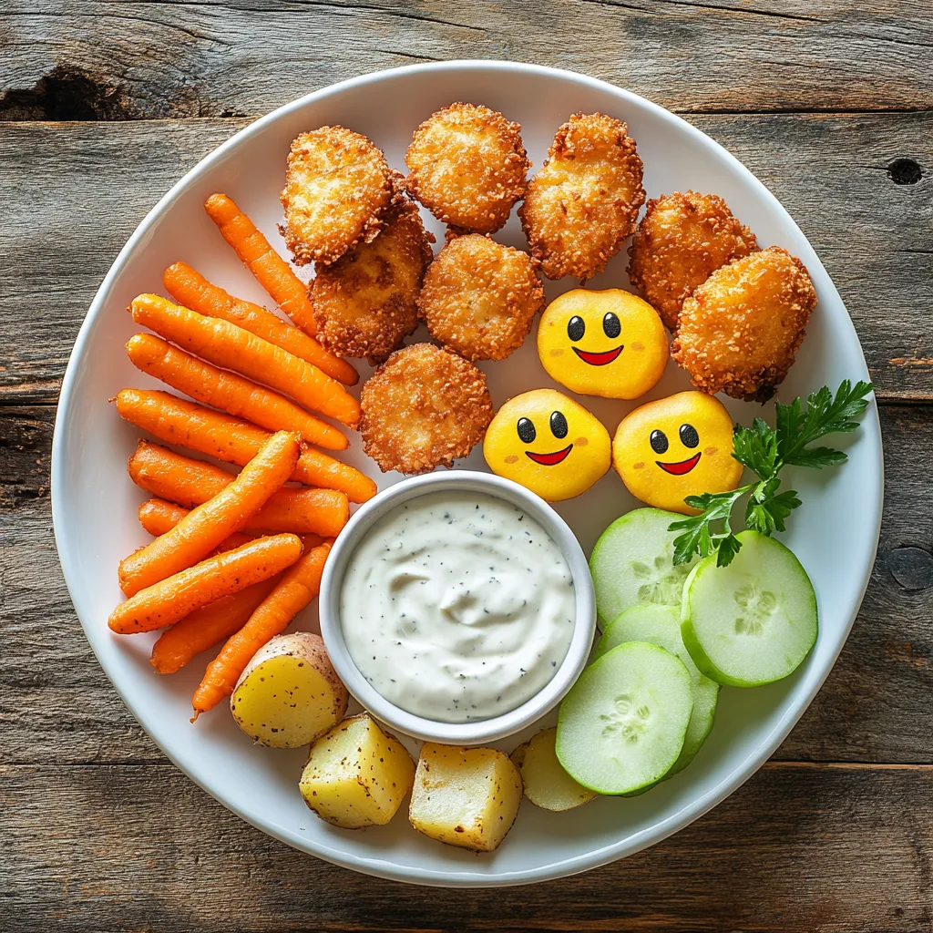 a white plate on a rustic wooden table fully filled with kid-friendly recipes