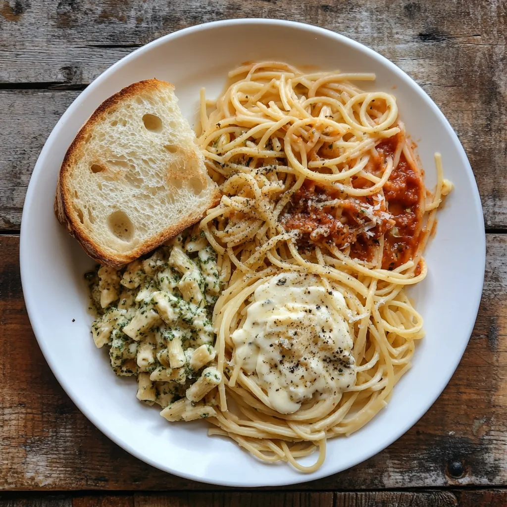 Spaghetti marinara creamy fettuccine Alfredo pesto penne