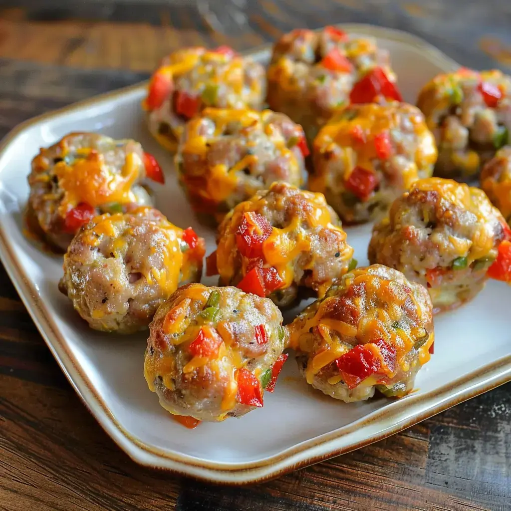 Boulettes garnies de fromage fondant et piments, servies sur une assiette.