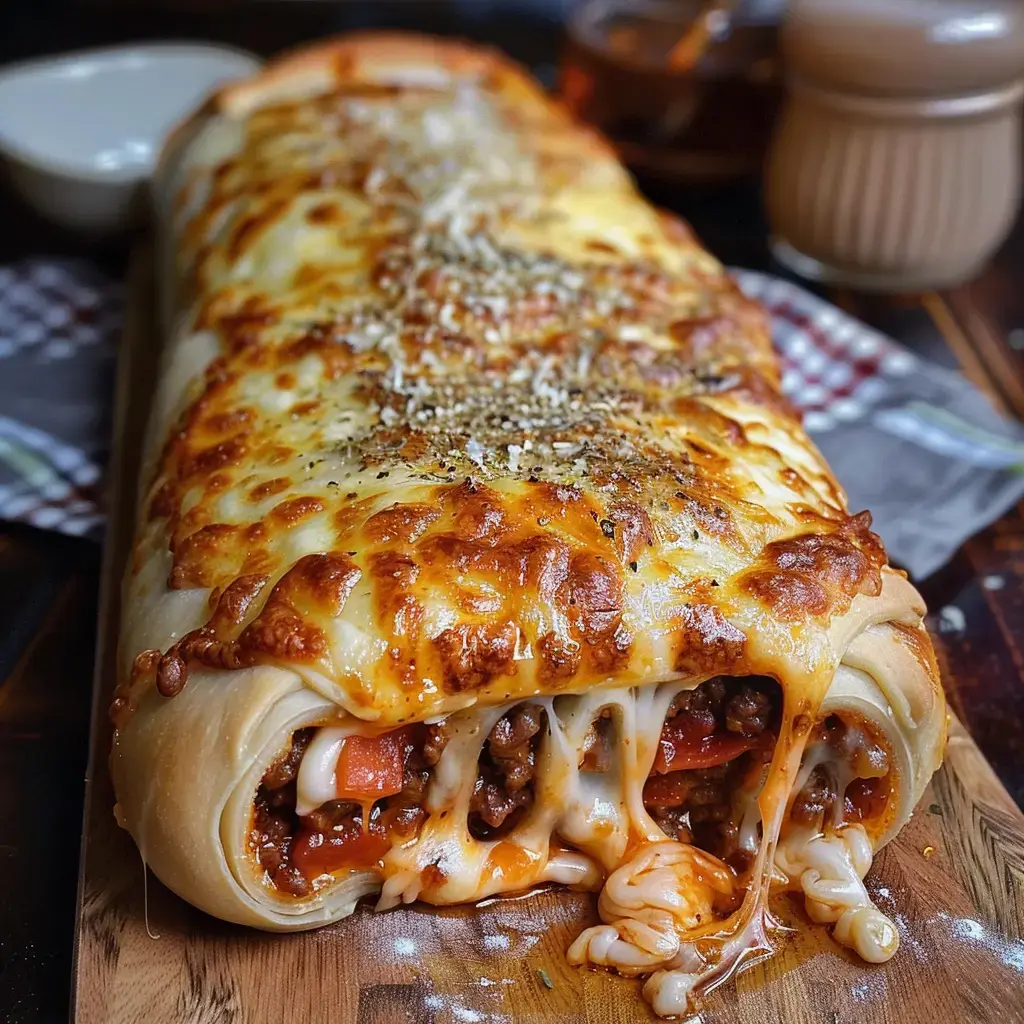 Un rouleau croustillant contenant du bœuf épicé, des légumes et du fromage fondant.