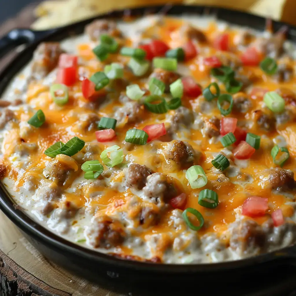 Plat débordant de fromage fondu avec viande et garnitures fraîches.