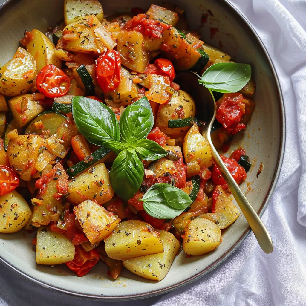 Poêlée rustique de pommes de terre Ratte aux légumes d'été