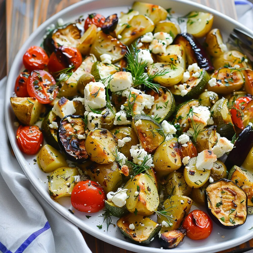 Plat de légumes rôtis avec feta fondante