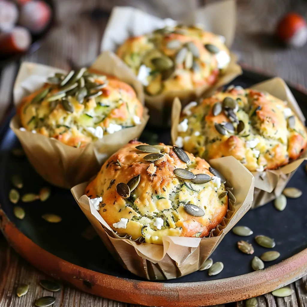 Muffins chèvre, courgette et graines de courge