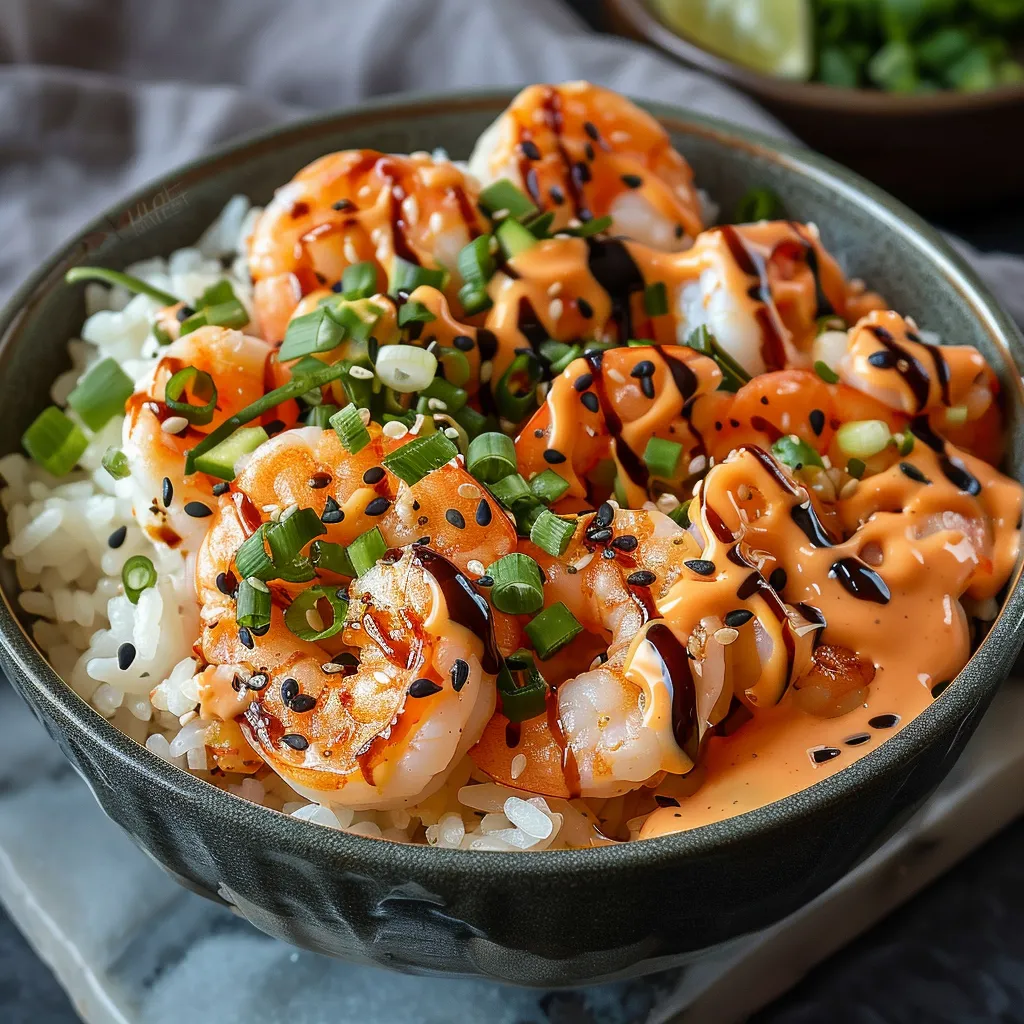 Buddha Bowl aux Crevettes Marinées et Sauce Pimentée