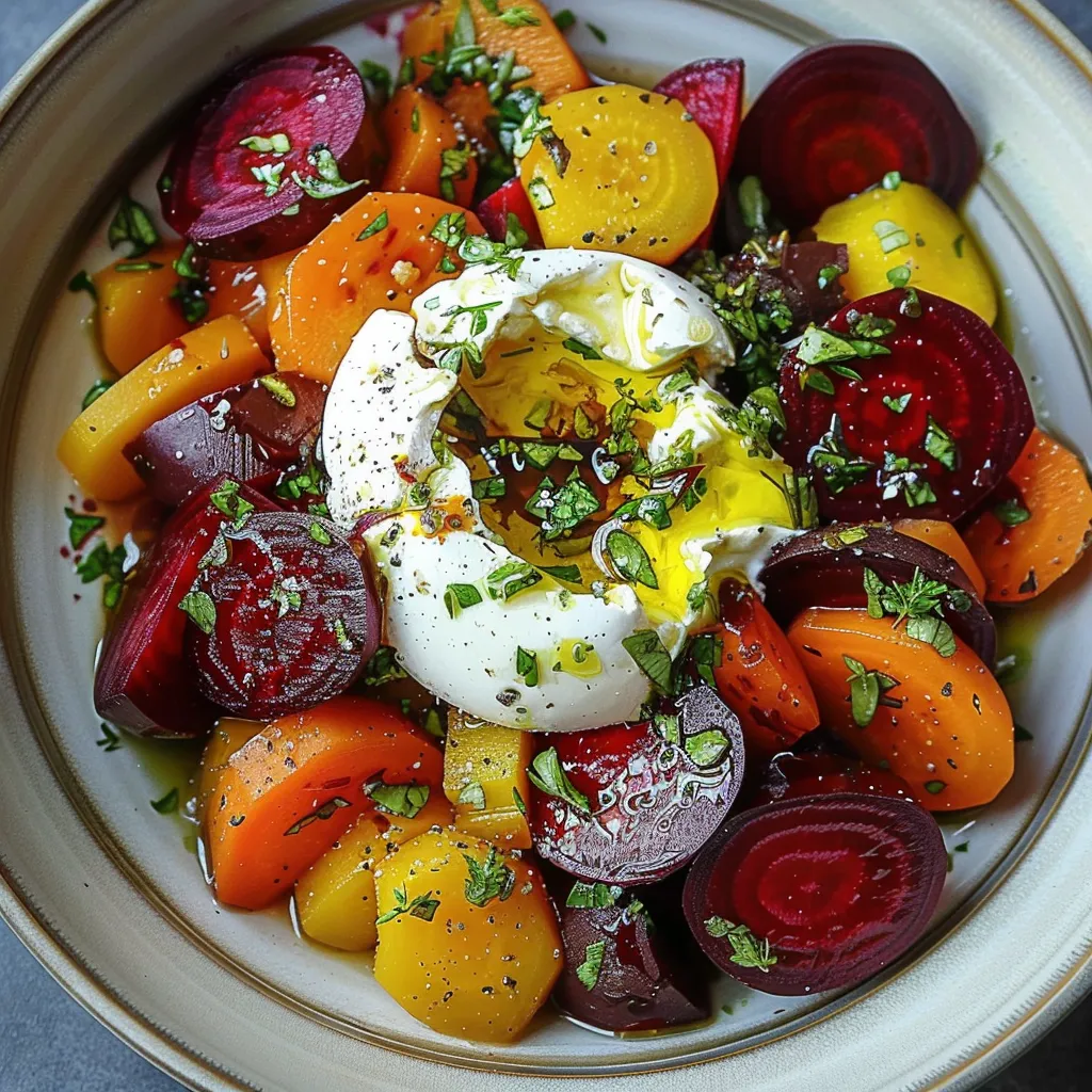 Salade de légumes rôtis à la burrata française