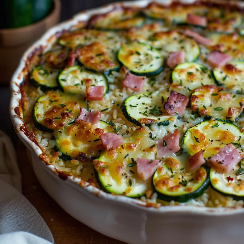 Gratin de Riz, Courgettes et Jambon