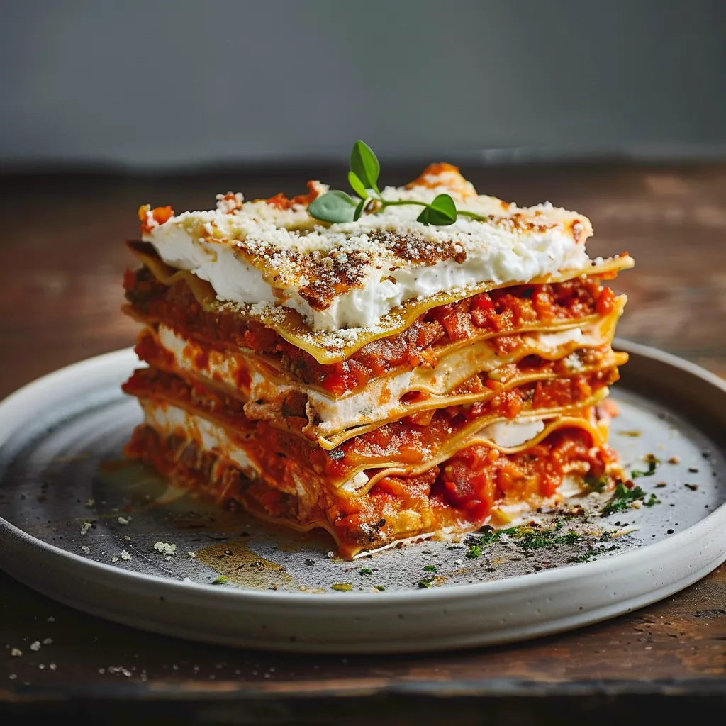 Plat de lasagnes à la patate douce et lentilles