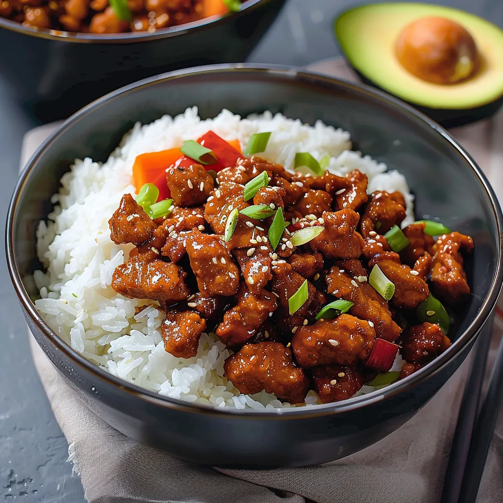 Plat de soja texturé façon boeuf sauté avec une touche asiatique