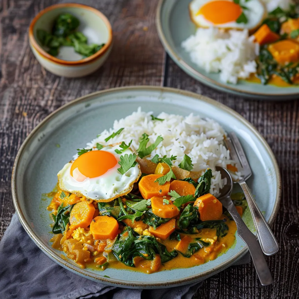 Curry végétarien aux patates douces et épinards