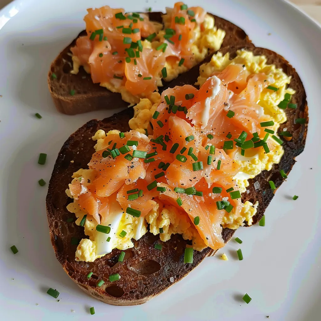 Tartine gourmande aux œufs brouillés et saumon | Brunch parisien