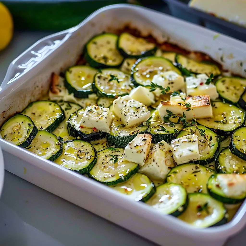 Plat de courgettes rôties avec feta fondante