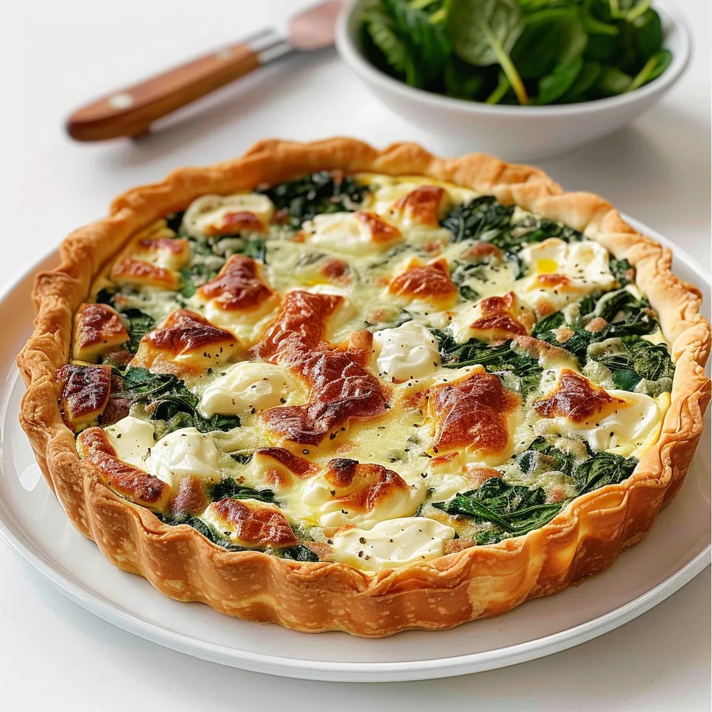 Quiche au Boursin et épinards, dorée et appétissante