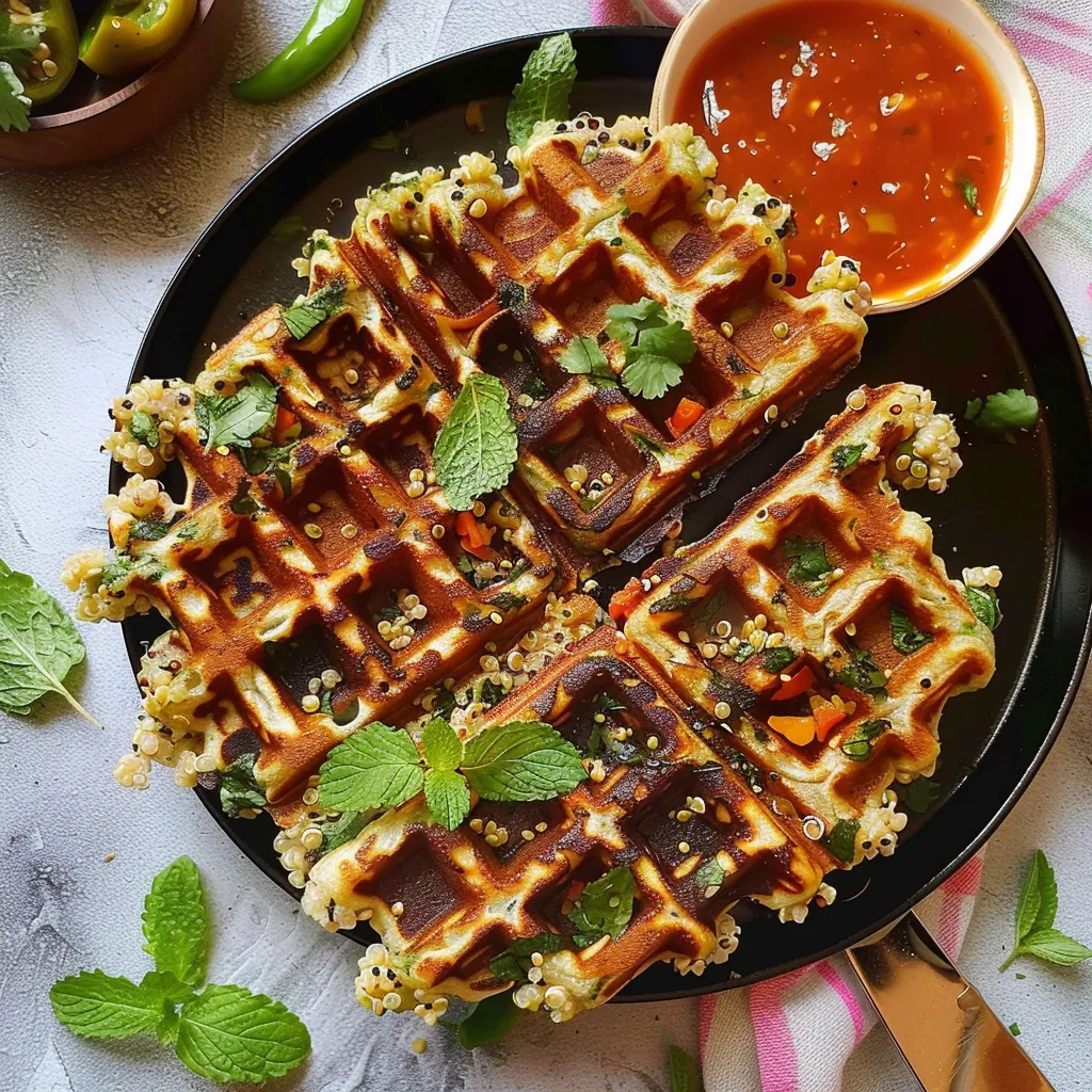 Gaufres salées au quinoa et légumes