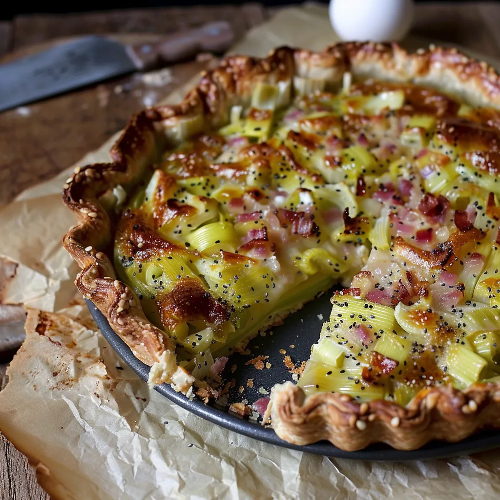 Tarte rustique aux poireaux et Beaufort - Recette traditionnelle française