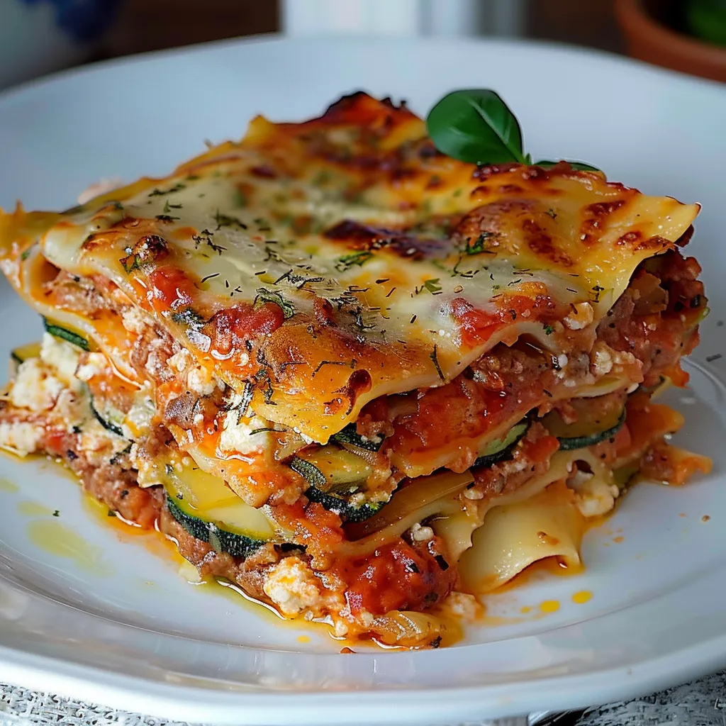 Lasagnes courgettes et viande savoureuses