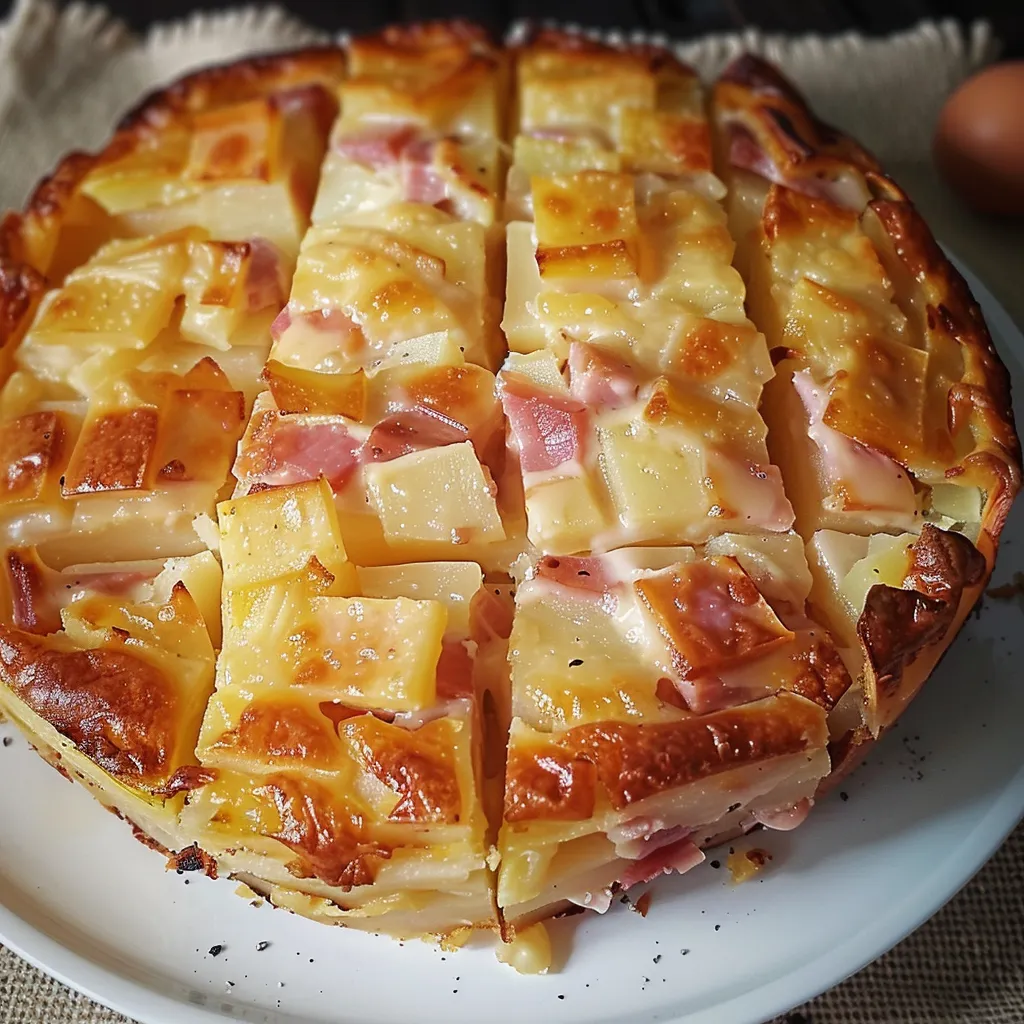 Gratin de pommes de terre au jambon et fromage fondu