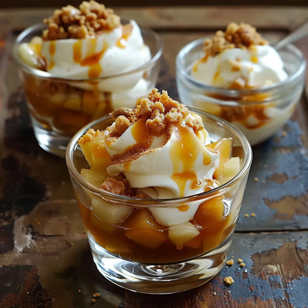 Délicieuse verrine d’automne avec pommes dorées et crème fraîche