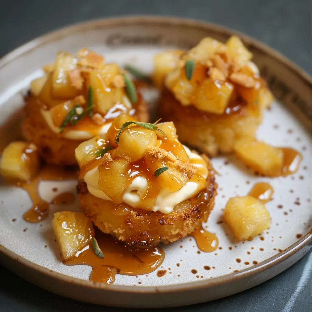 Palets Bretons avec Crème Vanille et Ananas Caramélisé