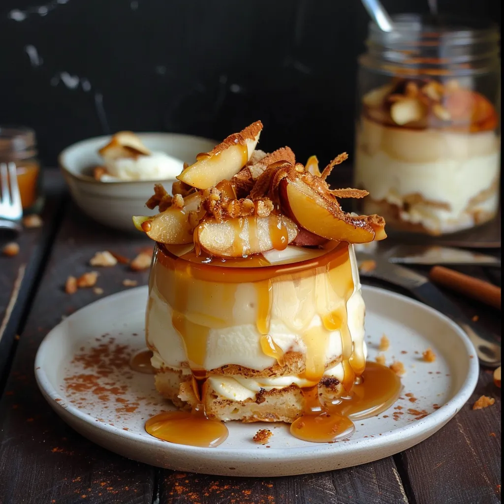 Verrine tiramisu aux pommes caramélisées et caramel beurre salé