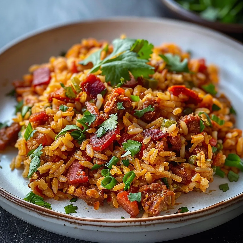 Plat de riz mexicain aux lardons et au chorizo