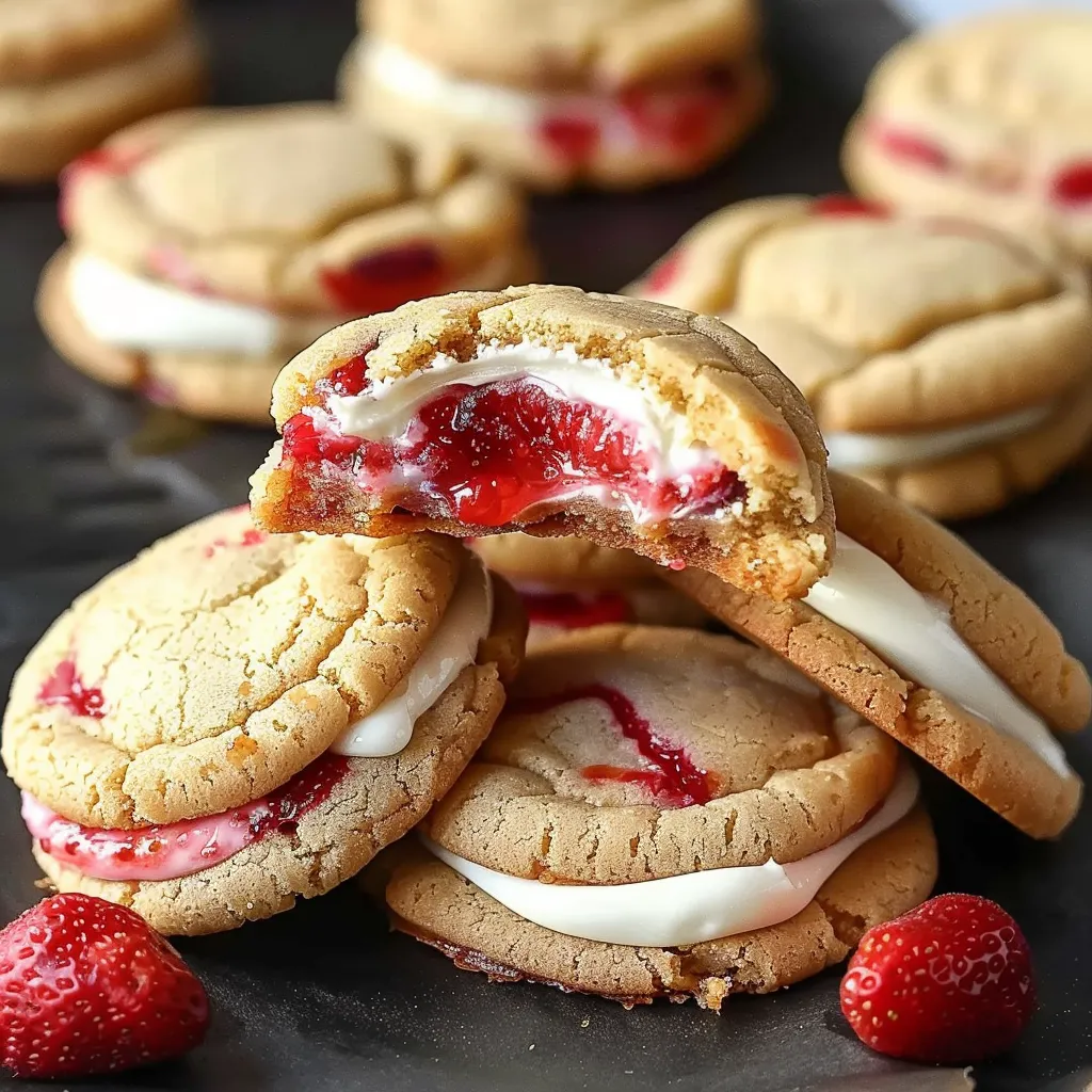 Biscuits Croustillants au Cheesecake et Fraises