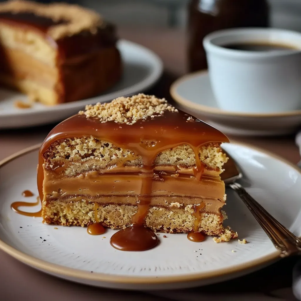 Délicieux gâteau caramel café