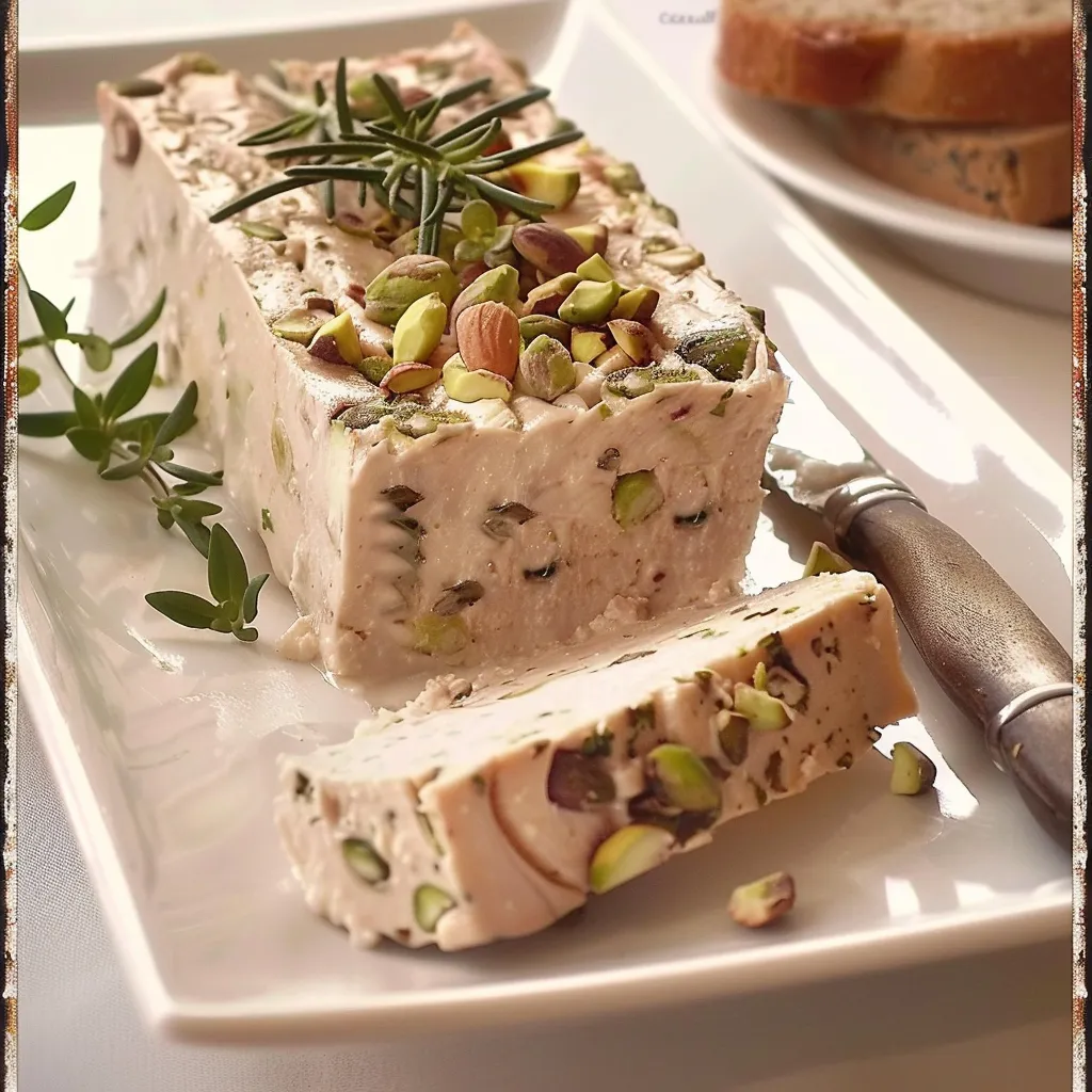 Terrine crémeuse au poulet et pistaches