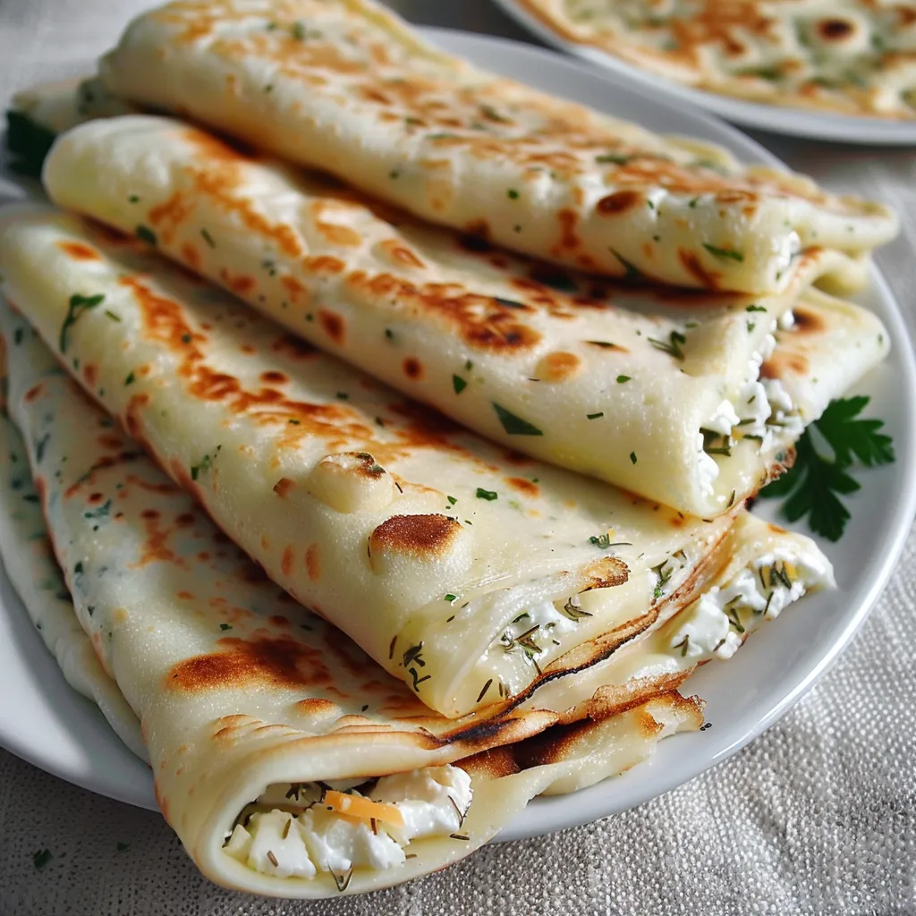 Gözleme turc traditionnel au fromage et aux herbes