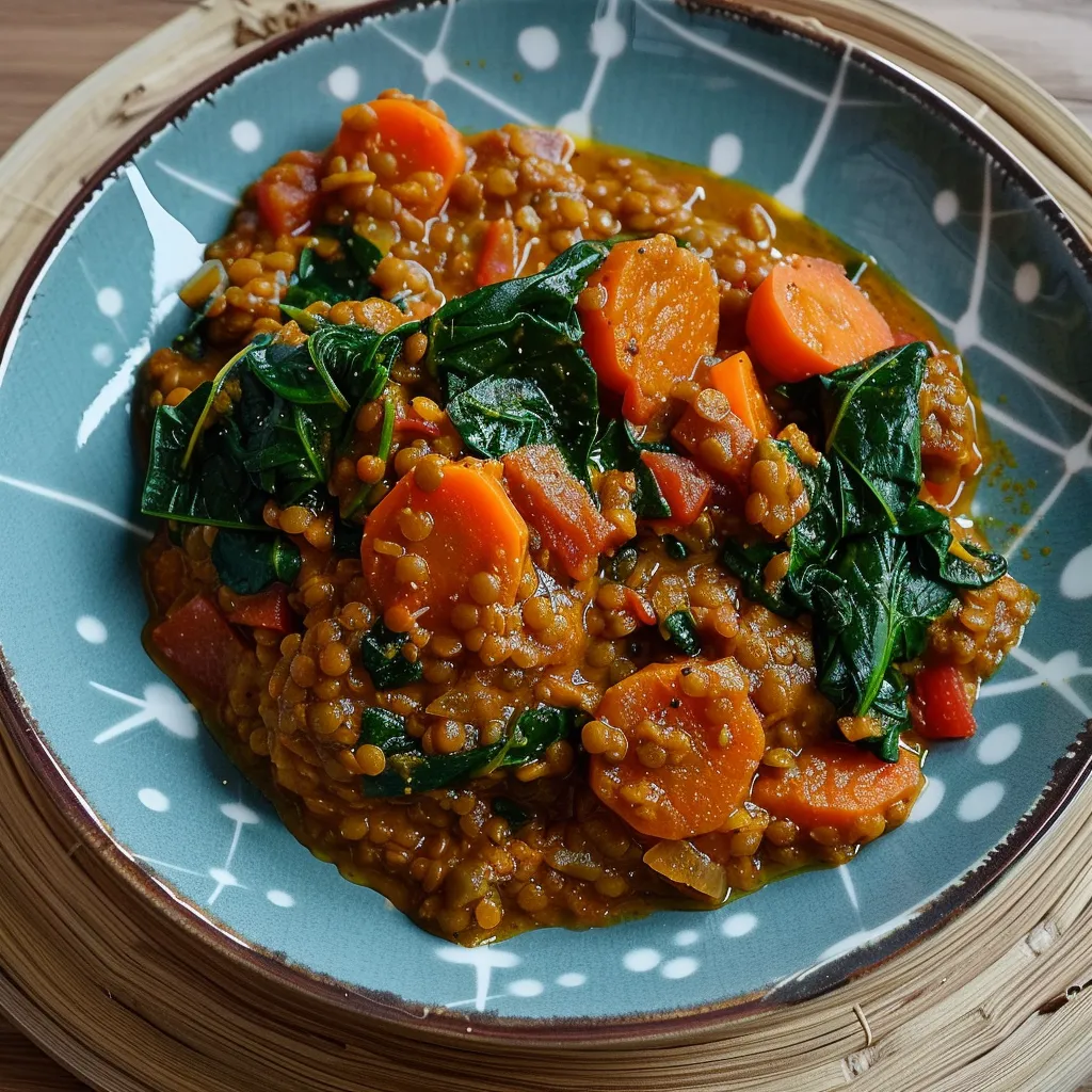 Lentilles et carottes dans un plat mijoté gourmand