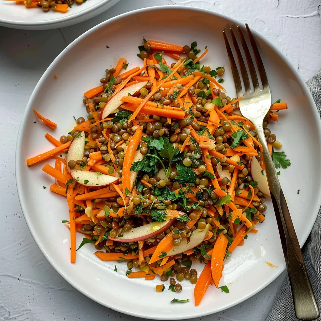 Salade de Carottes, Pommes et Lentilles - Recette Végétarienne