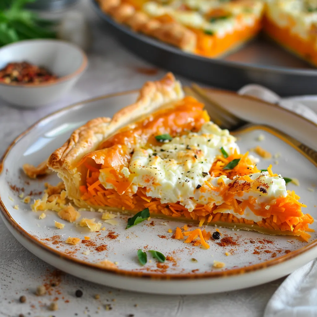 Tarte végétarienne carottes et chèvre fondant