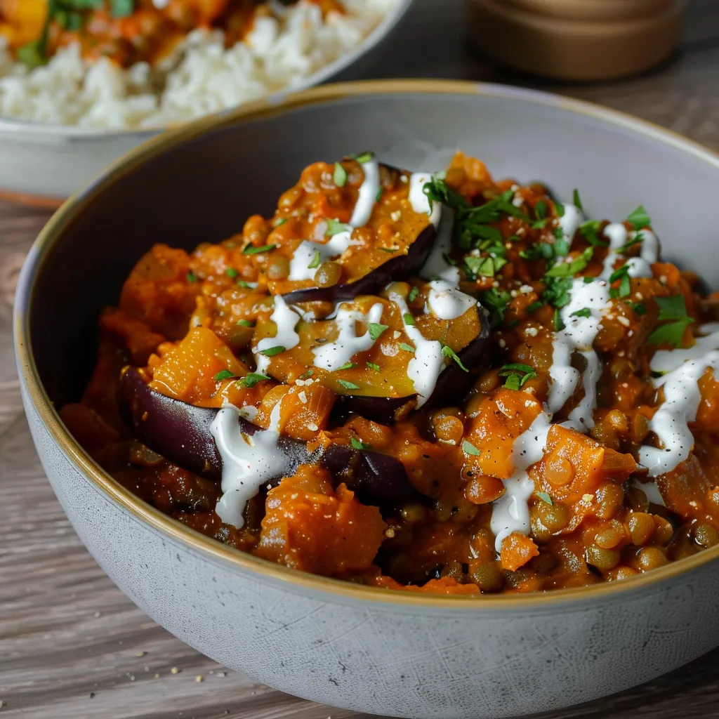 Curry d'Aubergines et Lentilles Corail - Un Plat Végétarien Savoureux