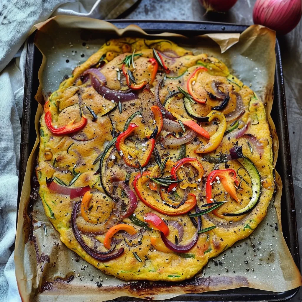 Savoureuse galette méditerranéenne à base de pois chiches et légumes grillés