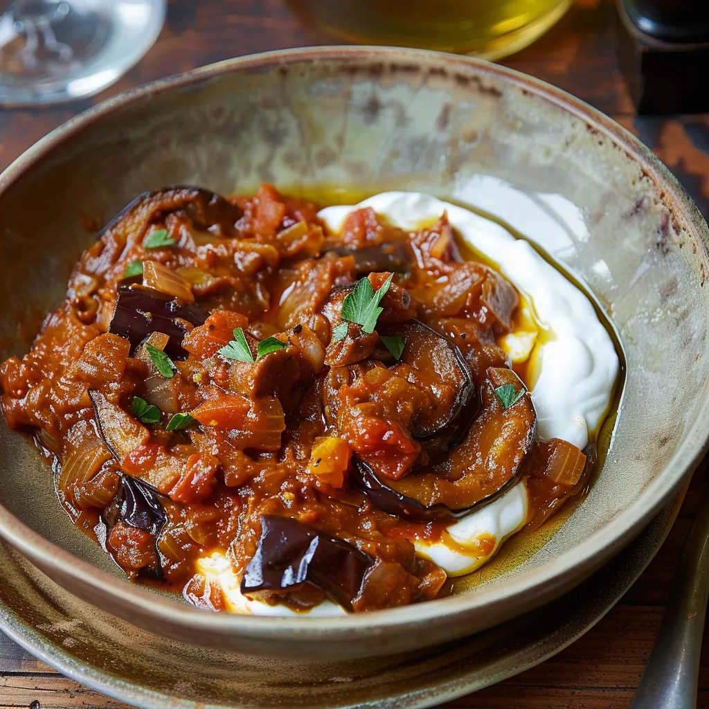 Aubergine rôtie et assaisonnée d'épices