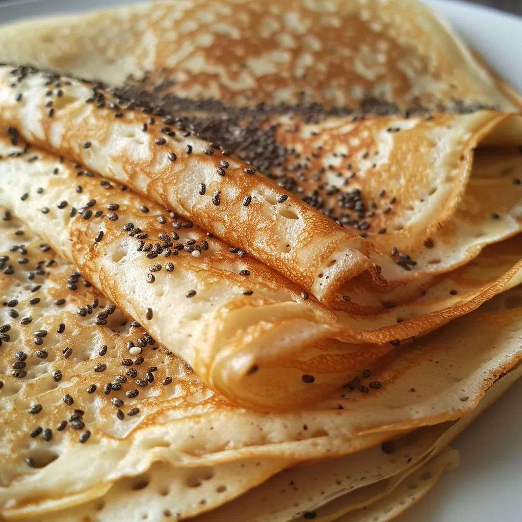 Crêpes faites avec du lait d’amande et des graines de chia