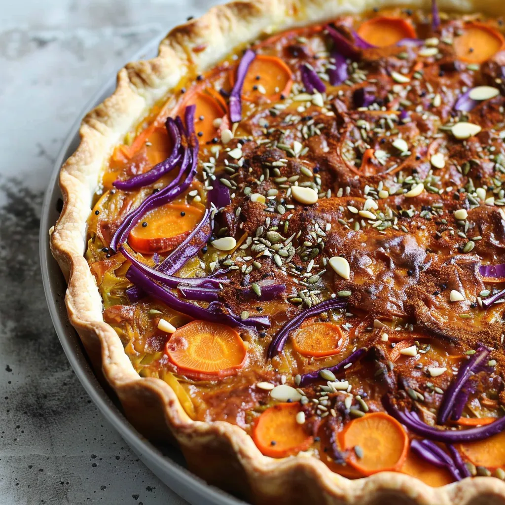 Tarte au chou rouge, carottes et curry