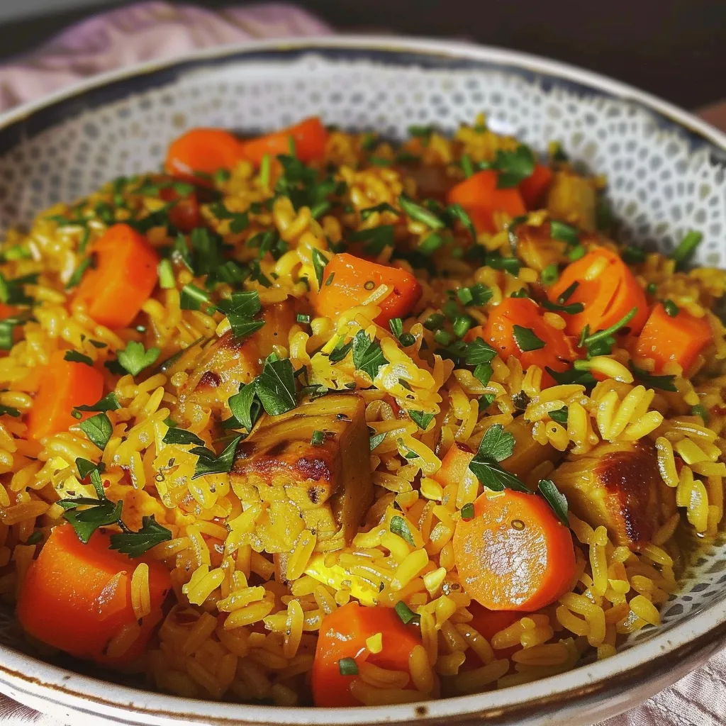 Légumes variés et curry parfumé sur riz