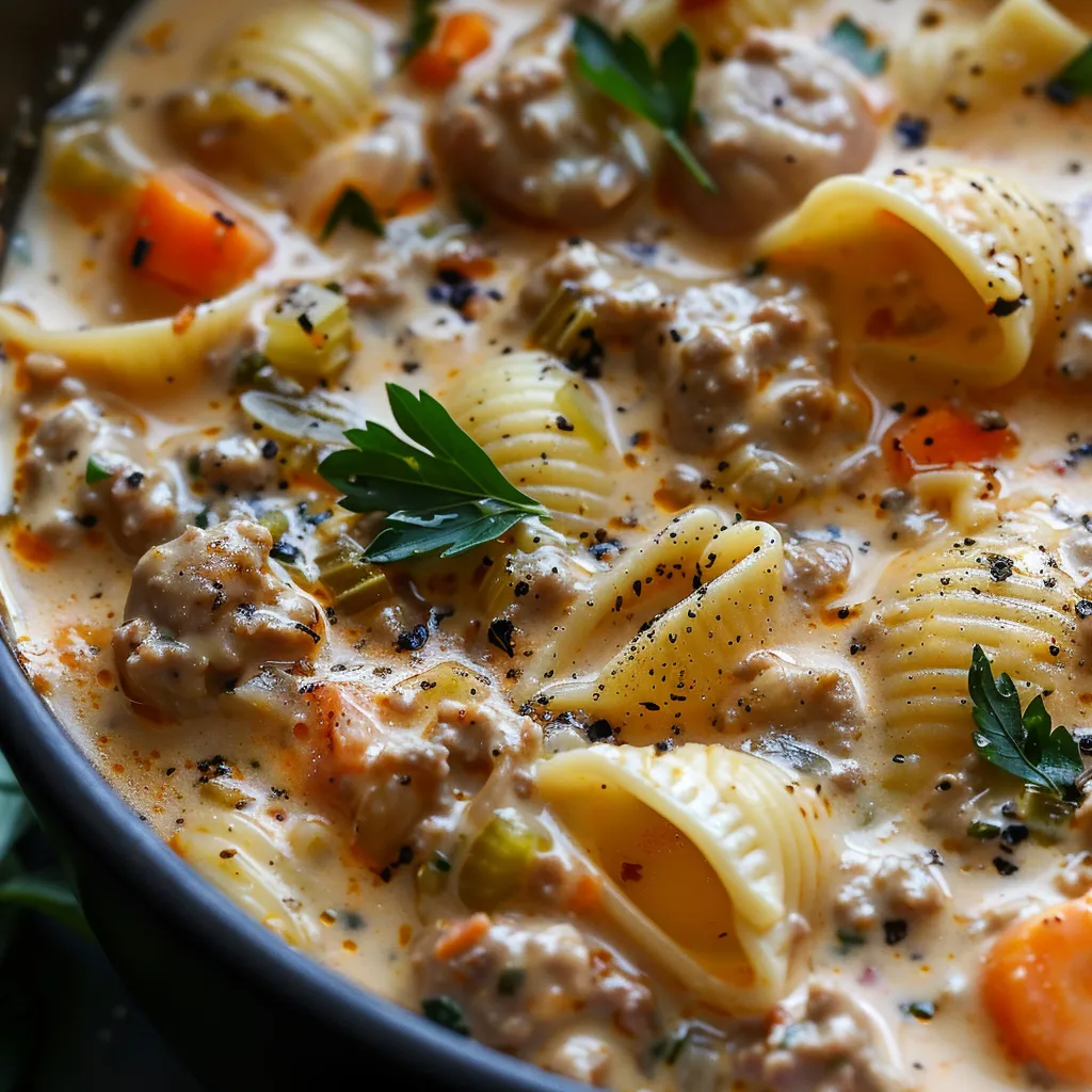 Soupe Crémeuse aux Saucisses et Légumes