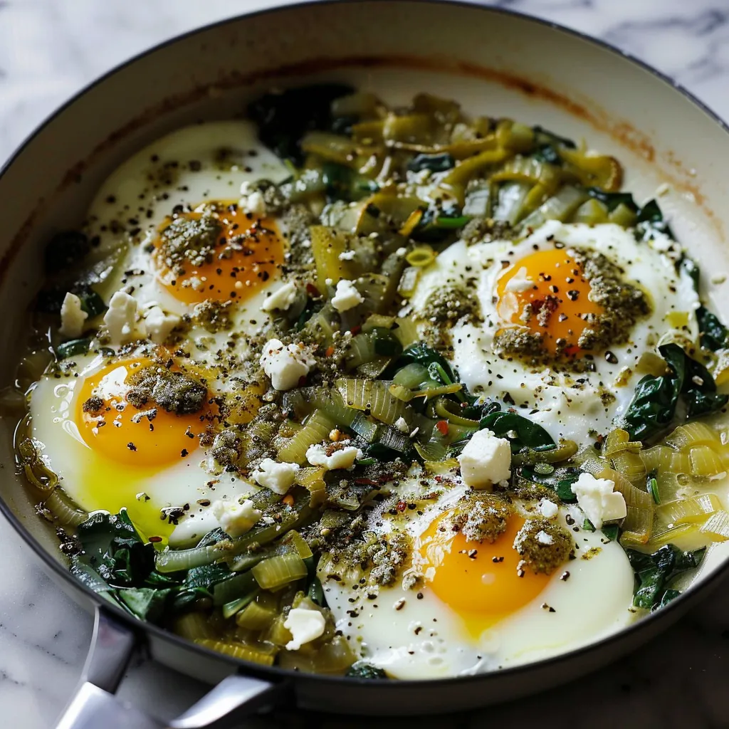 Recette d'œufs braisés aux poireaux et zaatar