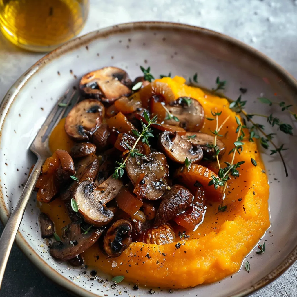 Purée de Courge aux 4 Épices et Fricassée de Châtaignes Vegan