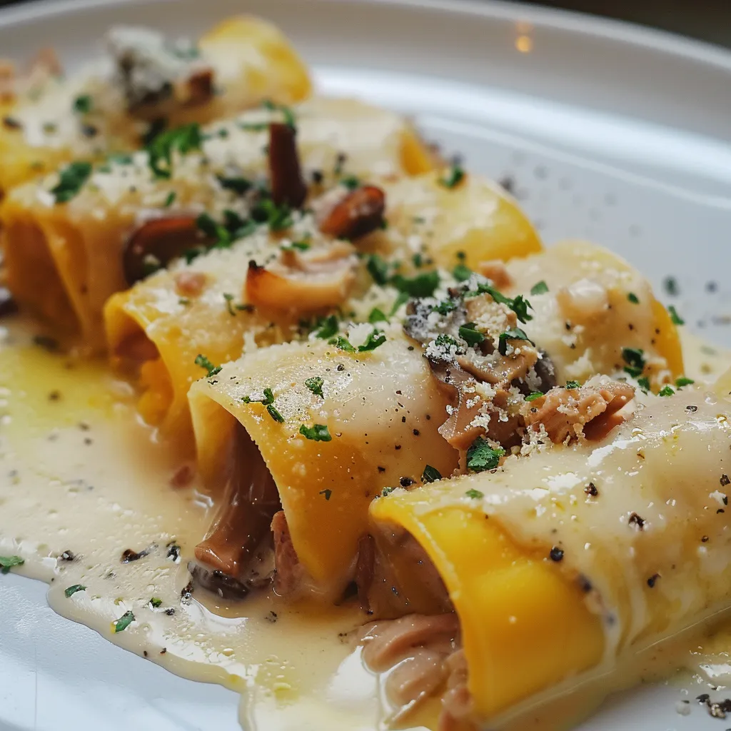 Cannelloni avec Confit de Canard, Foie Gras et Purée Douce de Potimarron