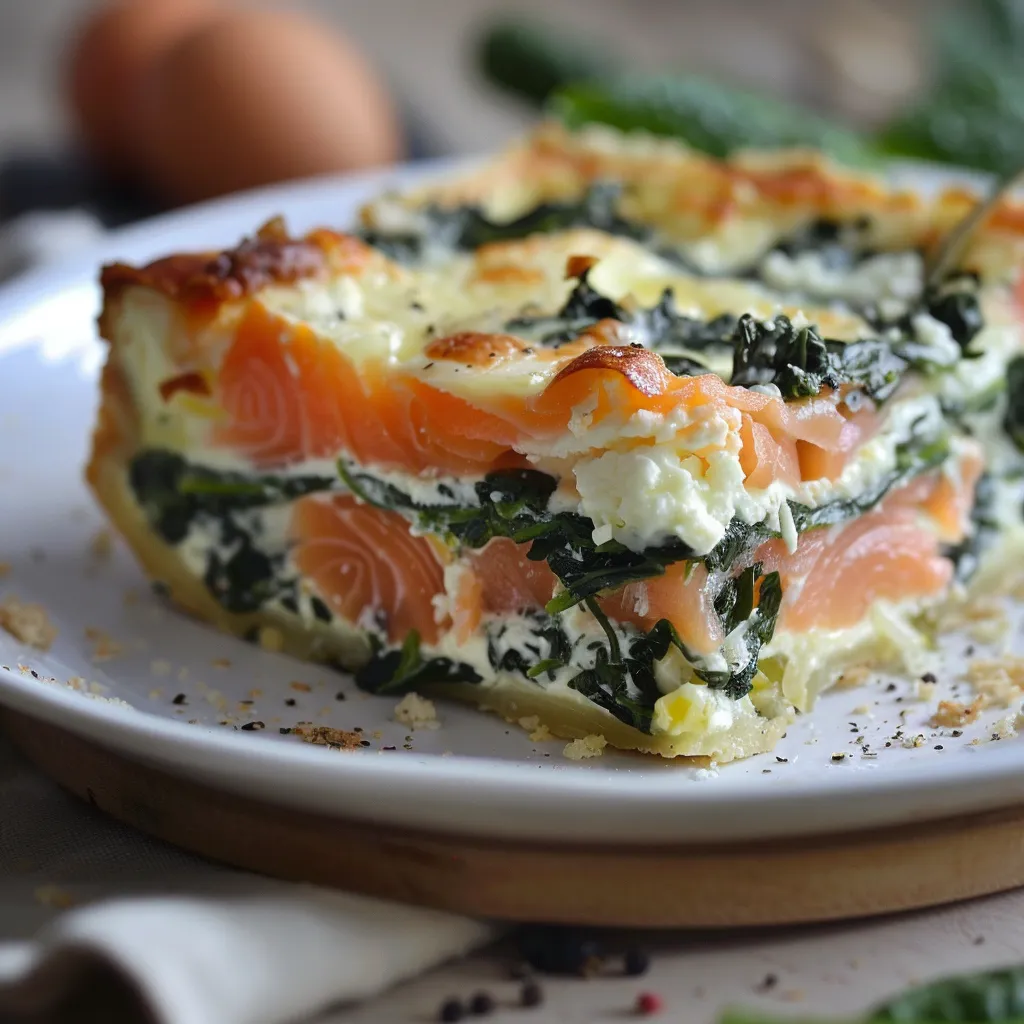 Clafoutis saumon fumé et épinards frais