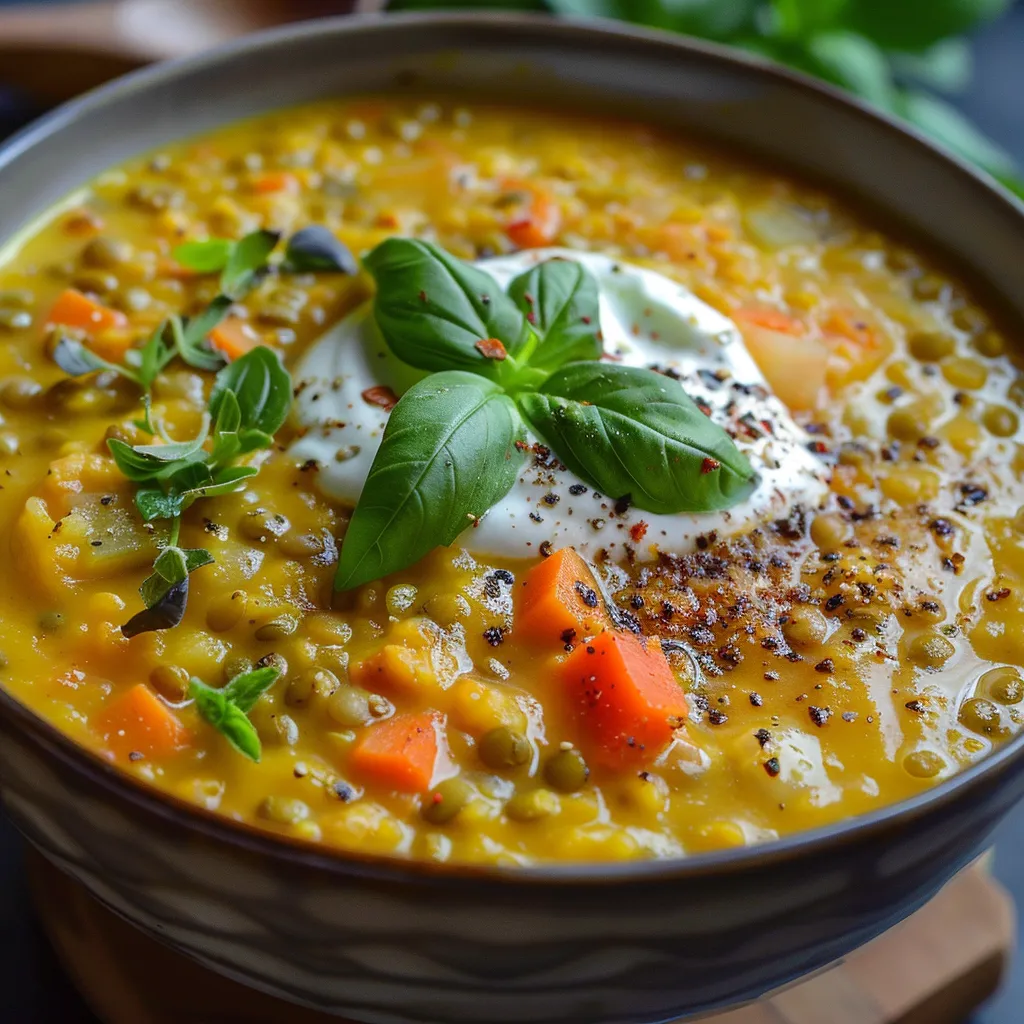 bol de soupe lentilles, carottes, poireaux