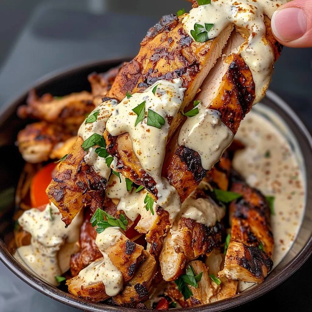 Poulet Grillé avec Sauce Crémeuse à l'Ail