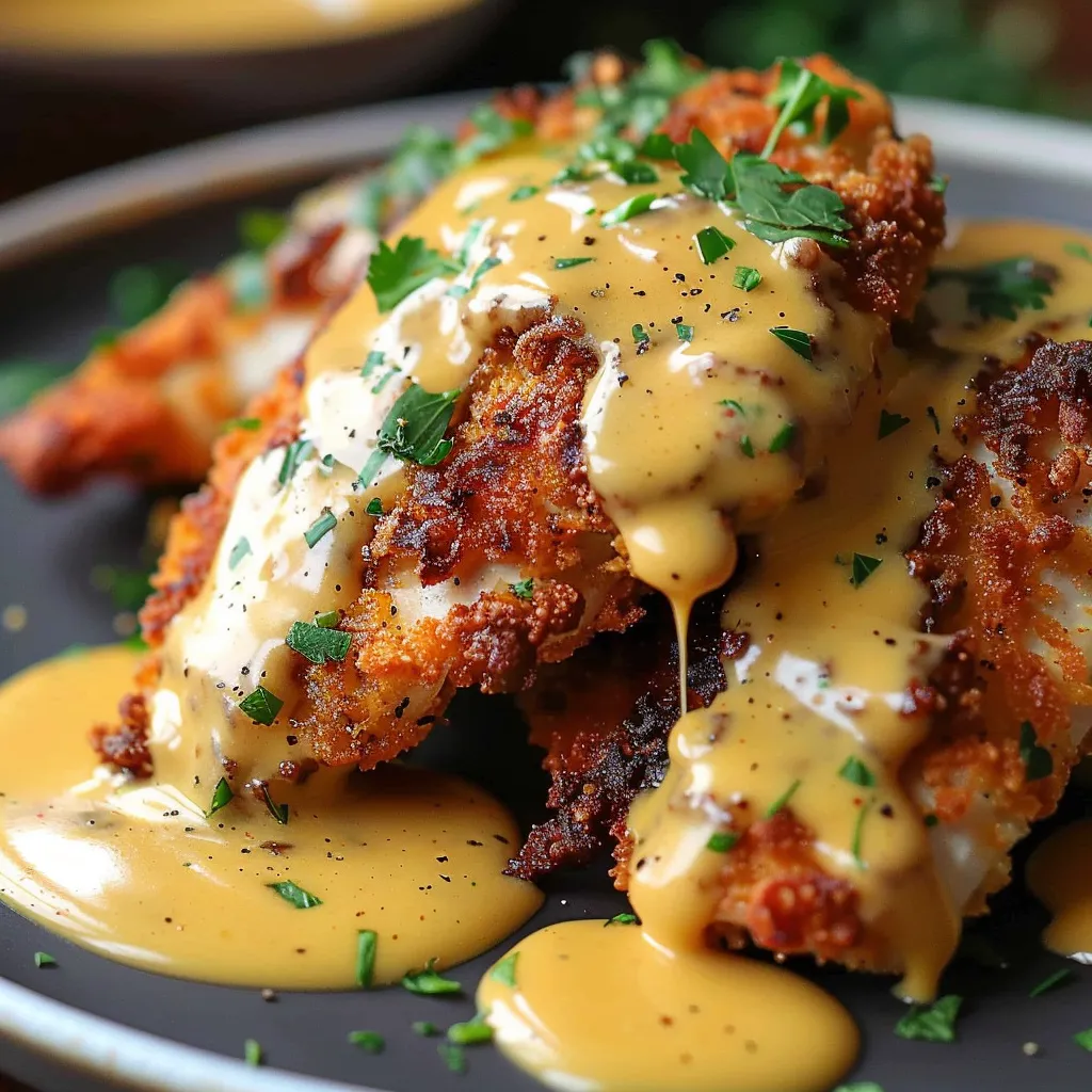 Poulet Croquant avec Sauce Cheddar et Moutarde