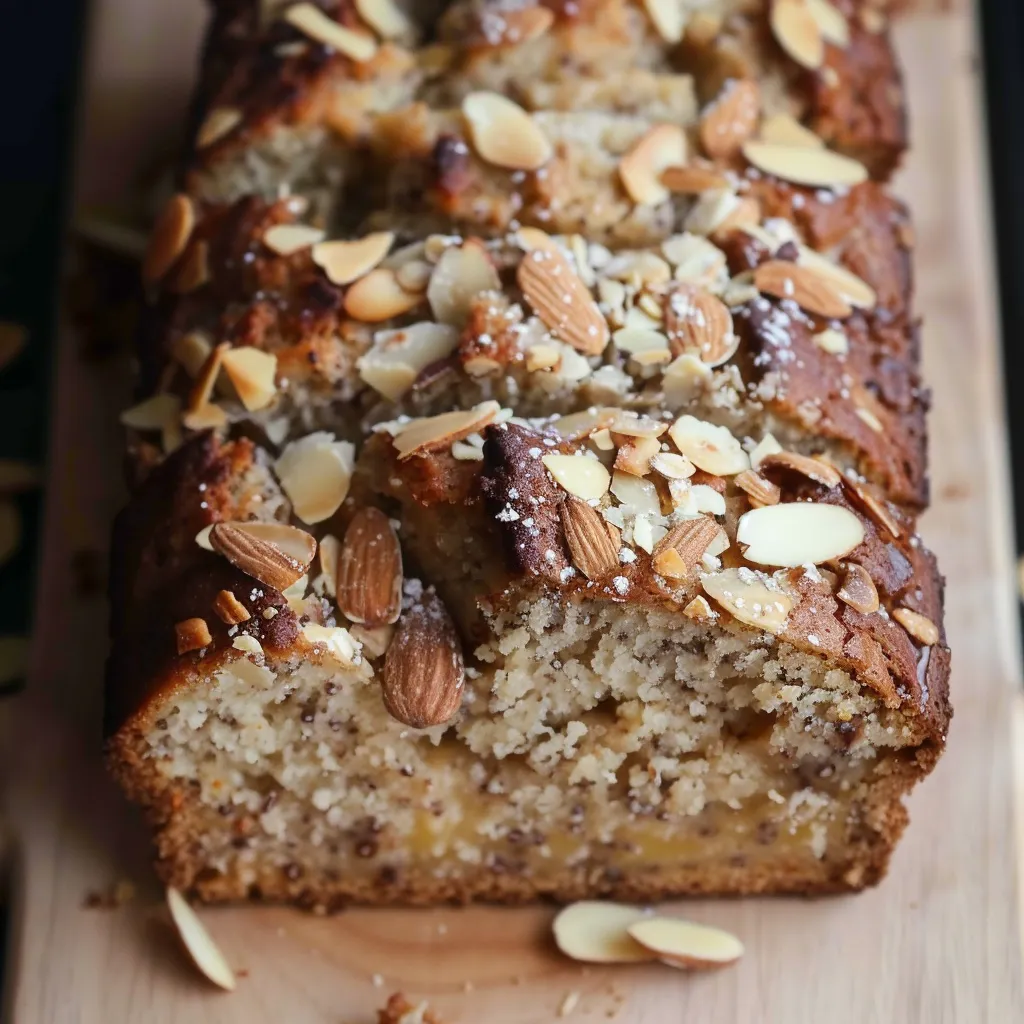 Pain banane avec garniture amandes