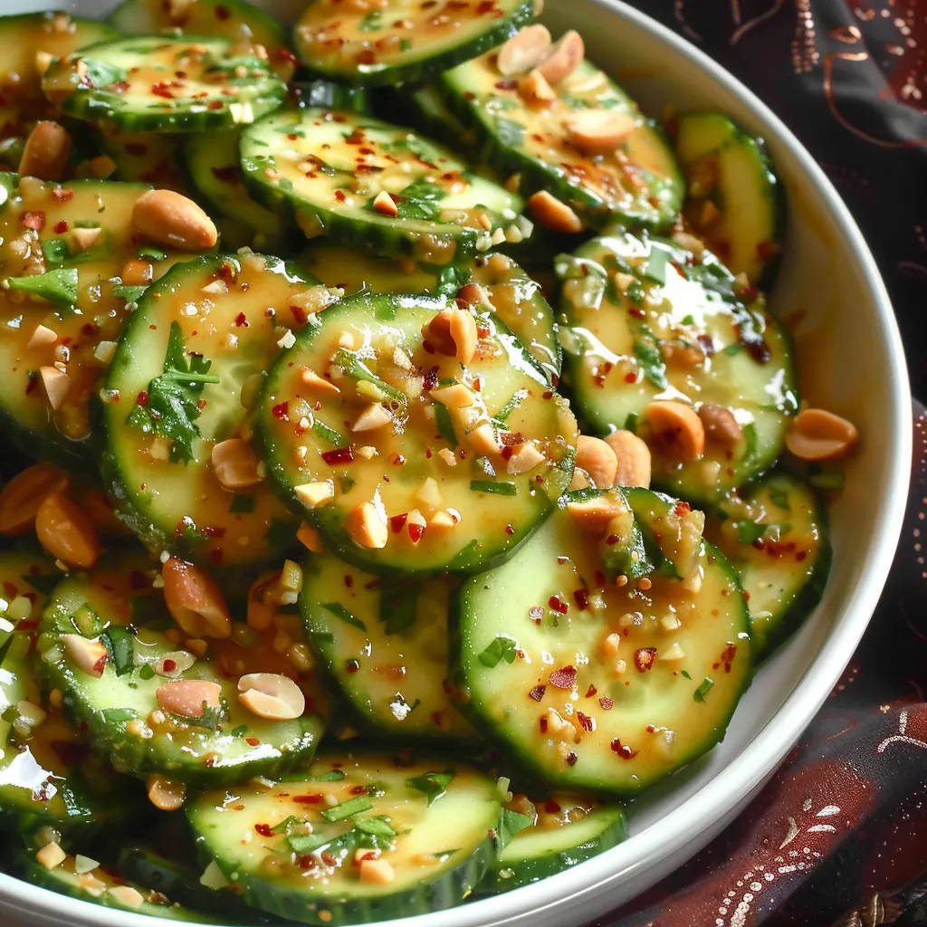 Concombres à la Sauce Épicée aux Cacahuètes - Recette Fraîche