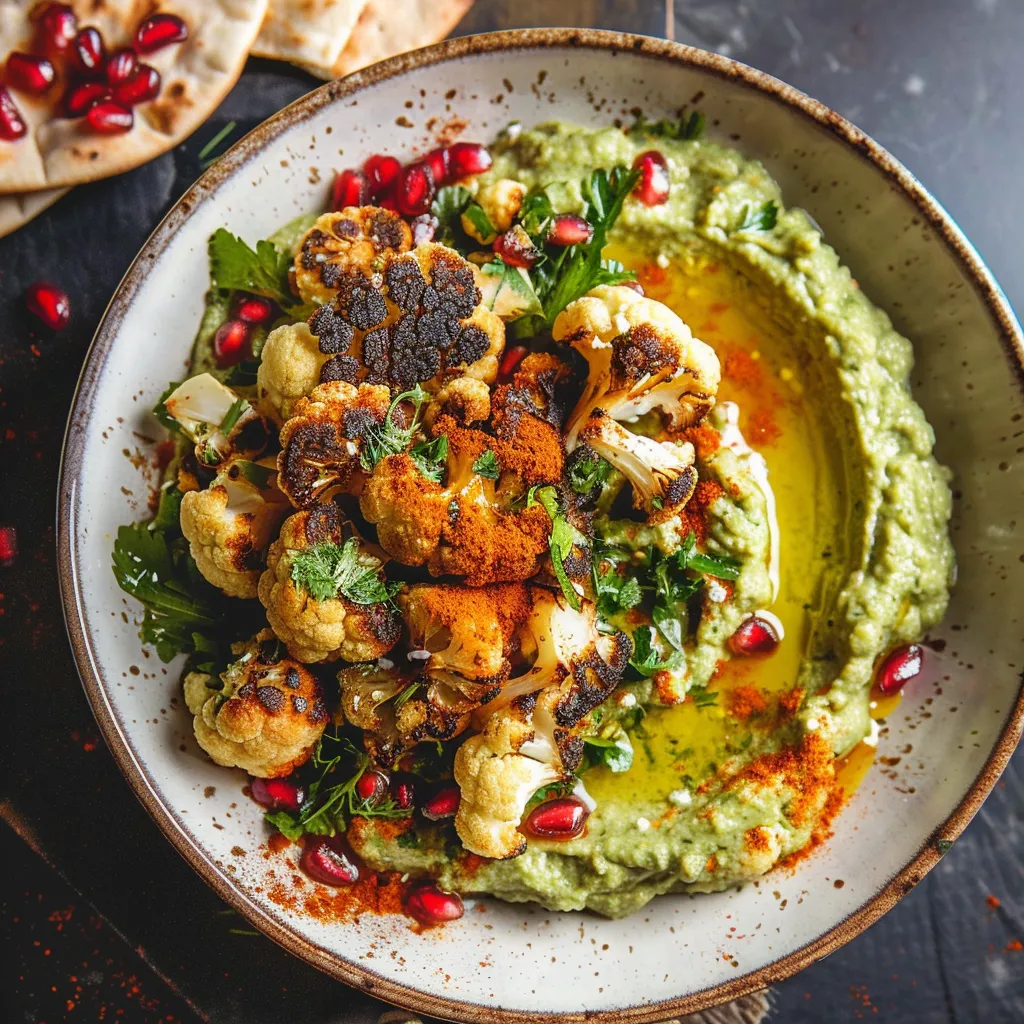 Bols de Chou-fleur à la Harissa et Houmous Vert - Recette Fraîche et Savoureuse