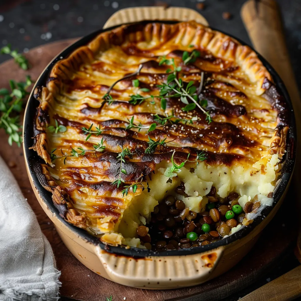 Hachis Parmentier aux Lentilles, Shiitakés et Purée Légère